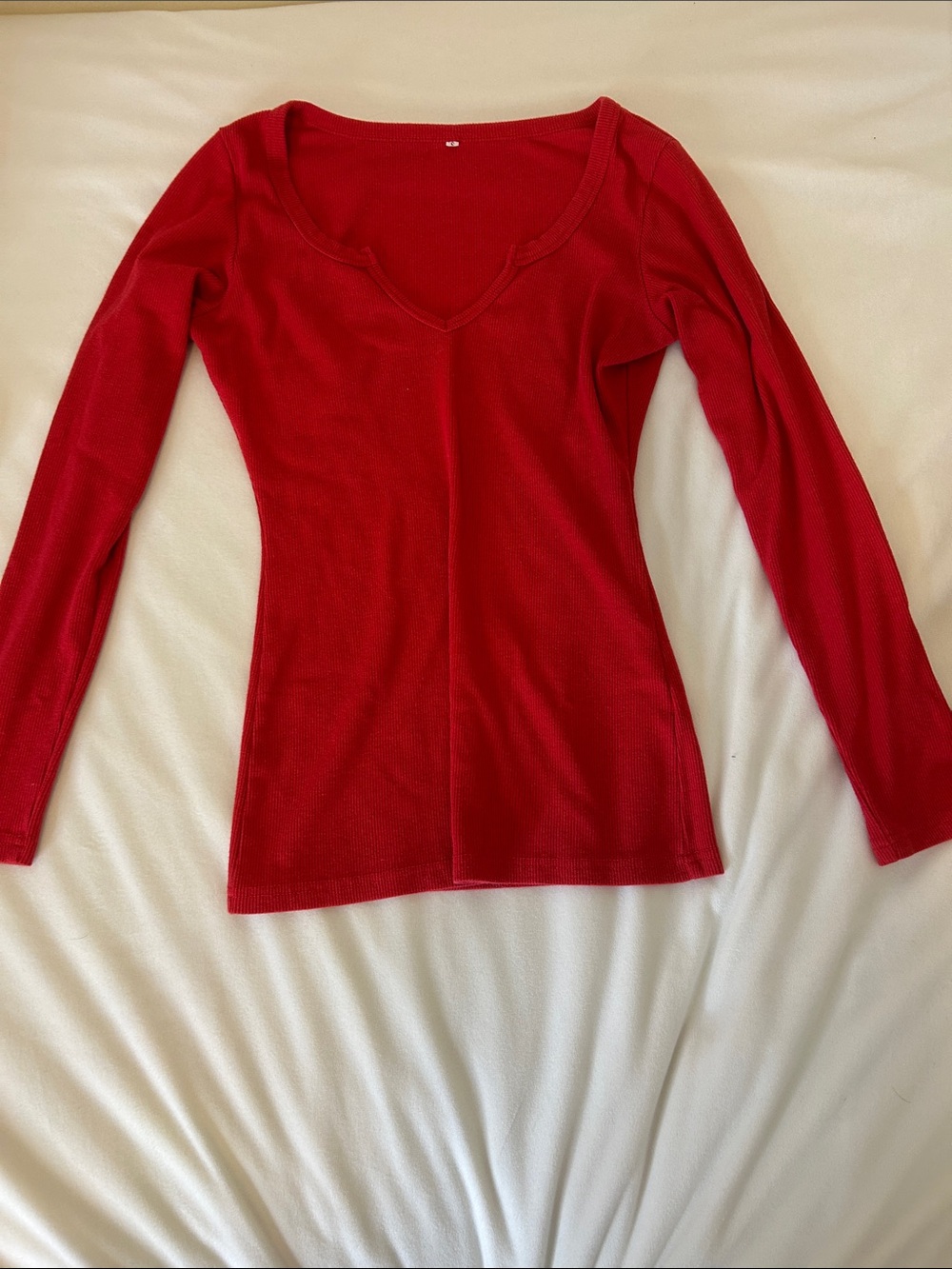 Women’s Red Long-Sleeve Scoop Neck Top